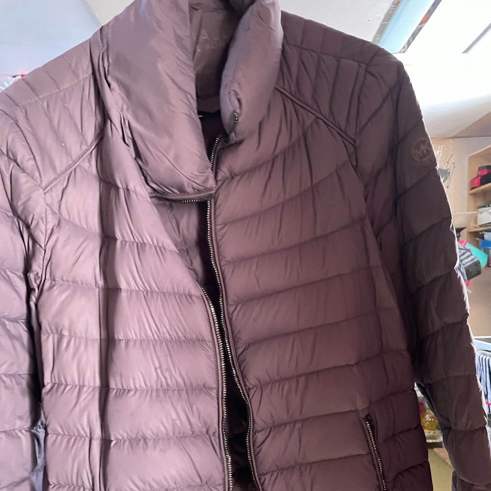 grey MK coat runs small size large